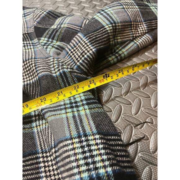 Y2K Oakley Black Gray Blue Window Pane Plaid Wool Blend Jacket Men's XL - Picture 6 of 11